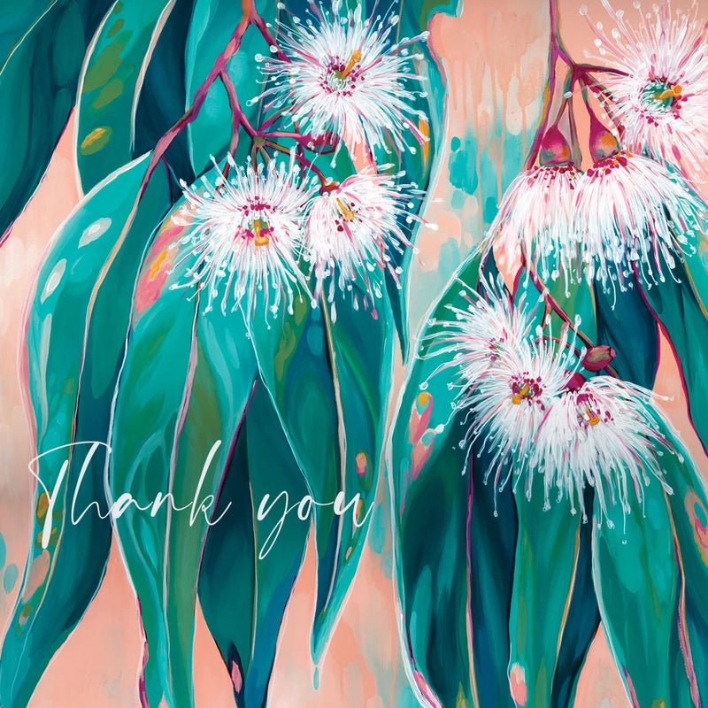 Australian made thank you card with eucalyptus and flowers