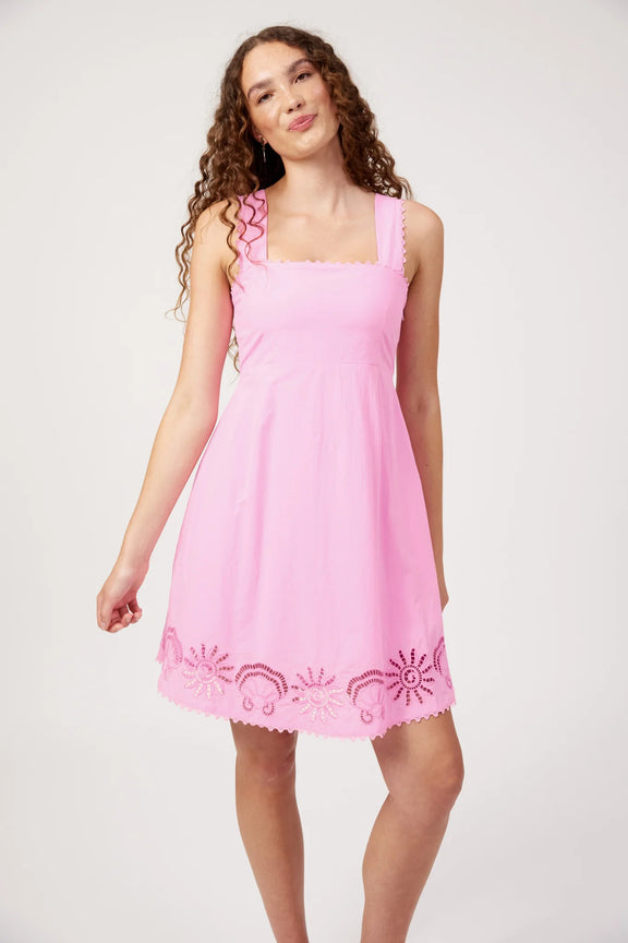 Larissa Broderie Dress in pink cotton