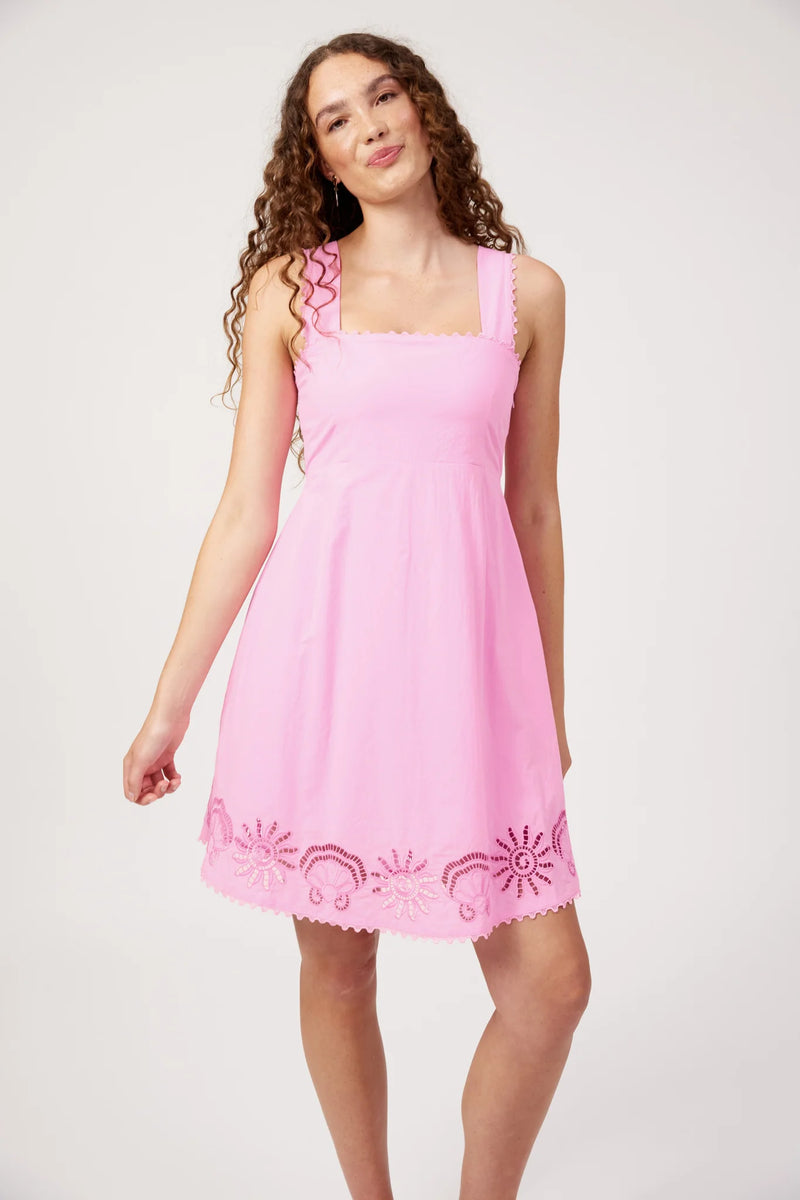 Larissa Broderie Dress in pink cotton