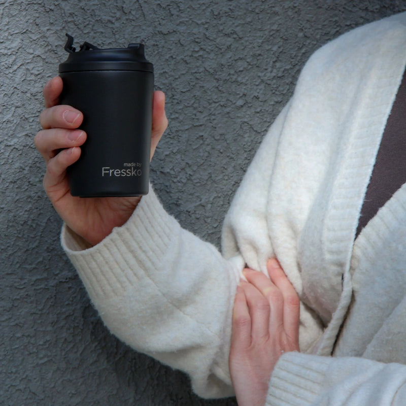 Ceramic Bino 8oz reusable cup with colour-matched Coal interior