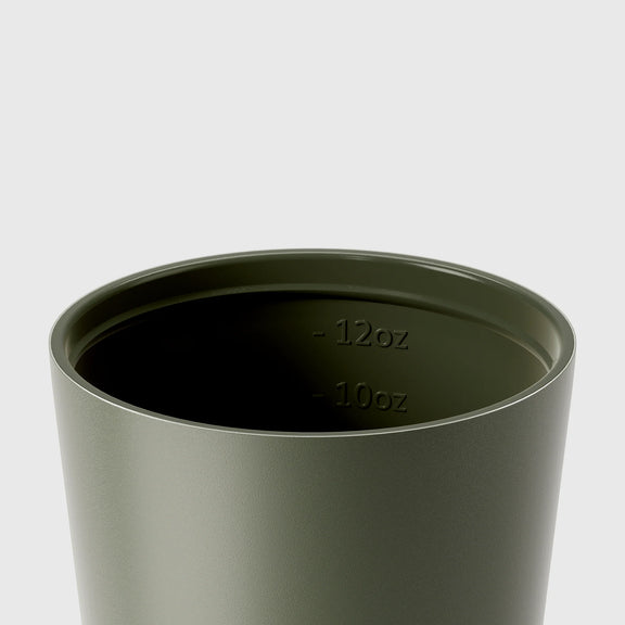 Khaki Fressko Camino coffee cup with shatterproof ceramic lining