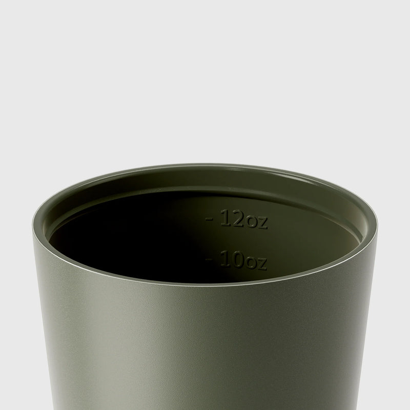 Khaki Fressko Camino coffee cup with shatterproof ceramic lining