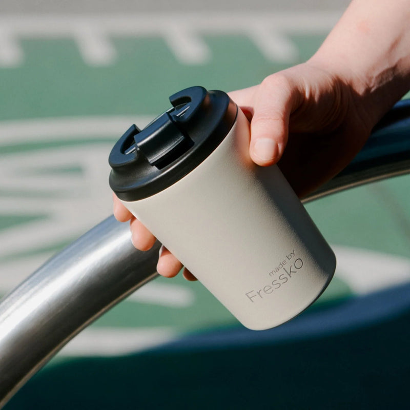 Ceramic Camino 340mL reusable cup with colour-matched Oat interior