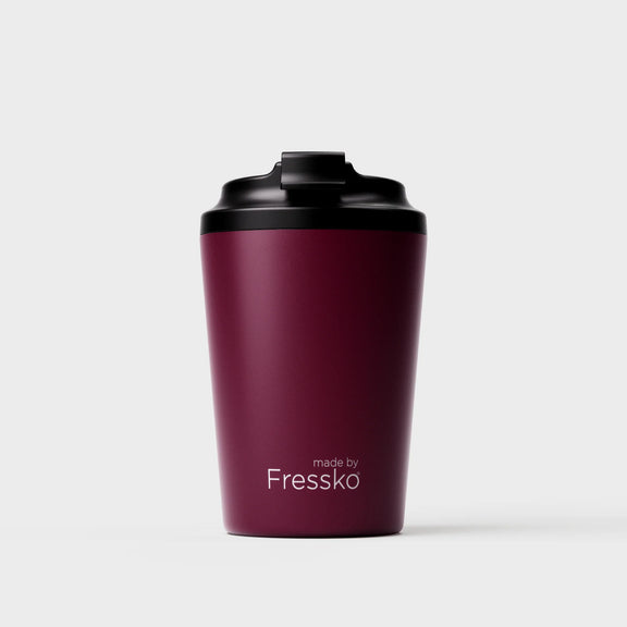 Made by Fressko Ceramic Camino 12oz reusable coffee cup in Pinot