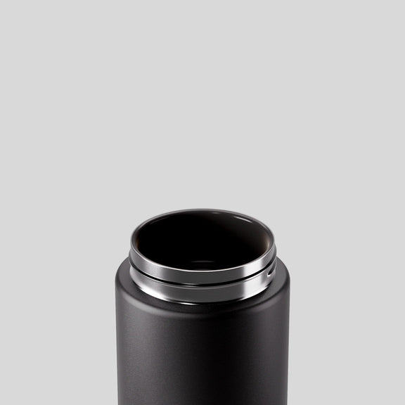 Ceramic-lined Coal drink bottle with soft wrist strap