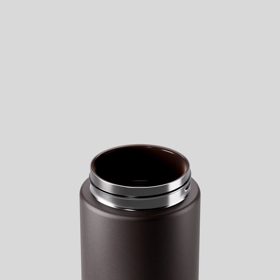 Ceramic-lined Espresso drink bottle with soft wrist strap