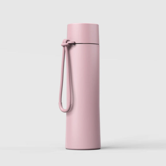 Leak-proof reusable sports bottle with flip lid and carry strap