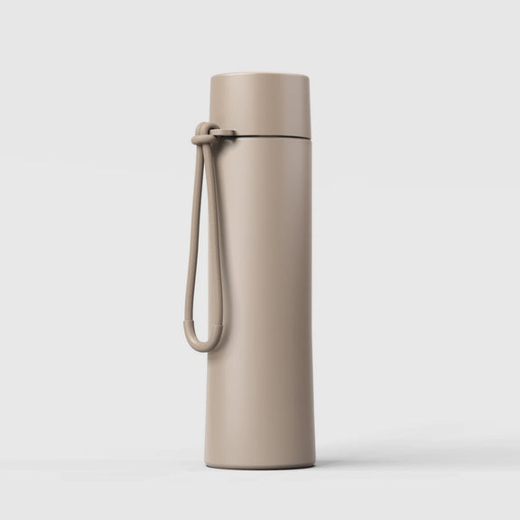 Oat reusable drink bottle with ceramic lining and flip-sip lid