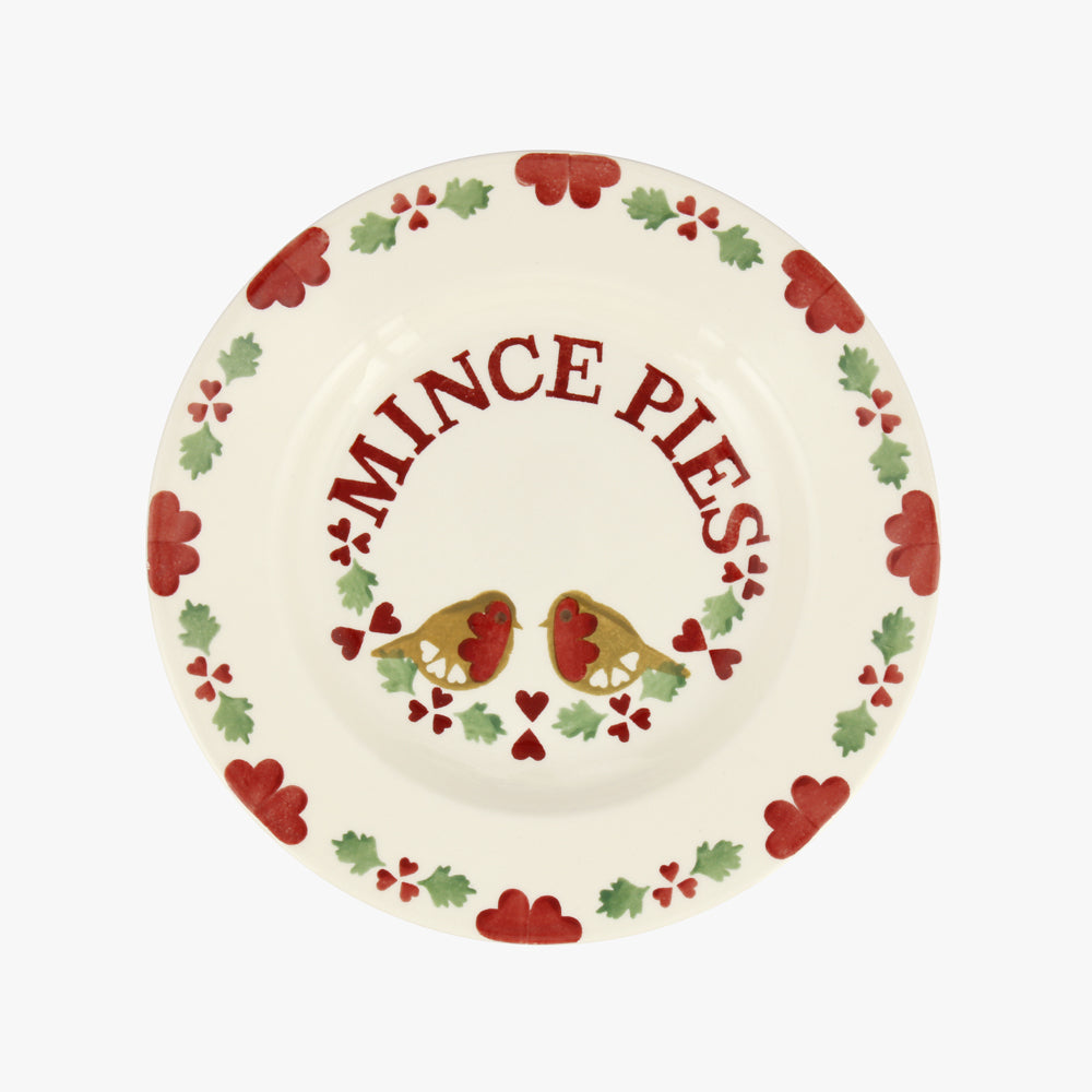 Emma Bridgewater Christmas Joy Mince Pies Plate with birds, hearts and leaves