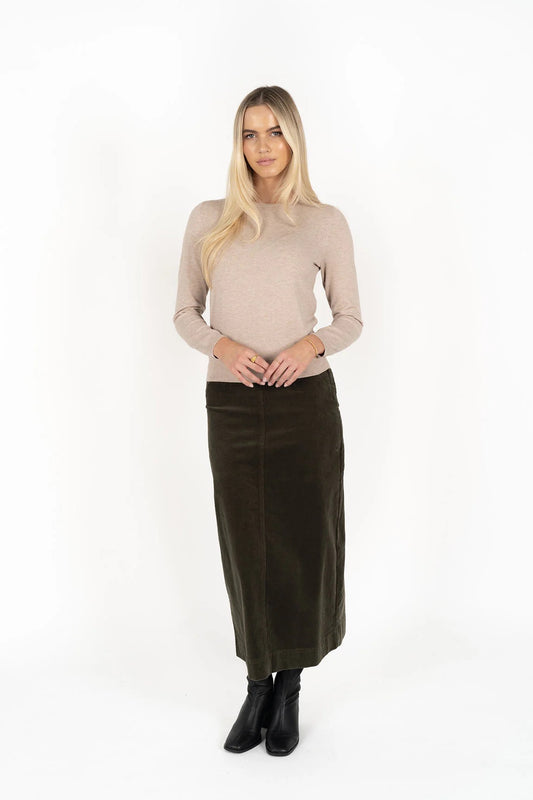 Billie Cord Skirt Moss