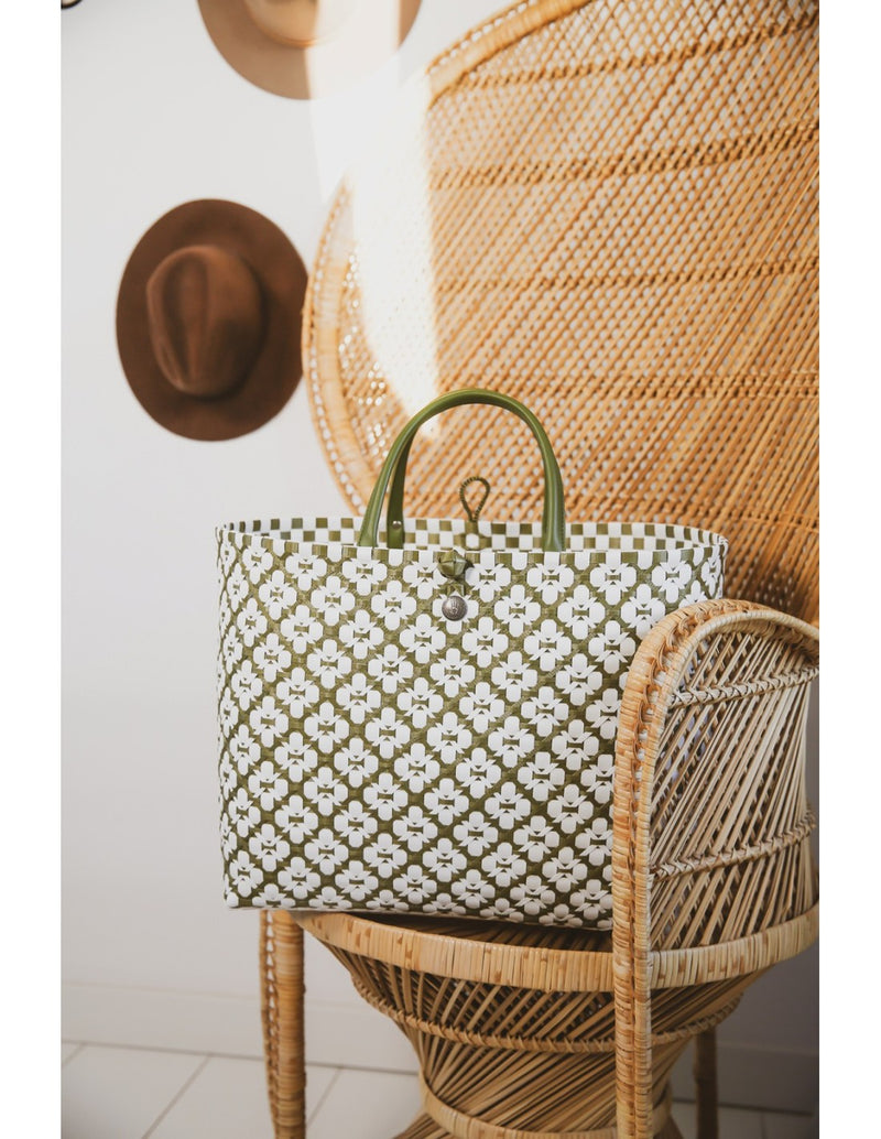 Motif Bag - Olive & White