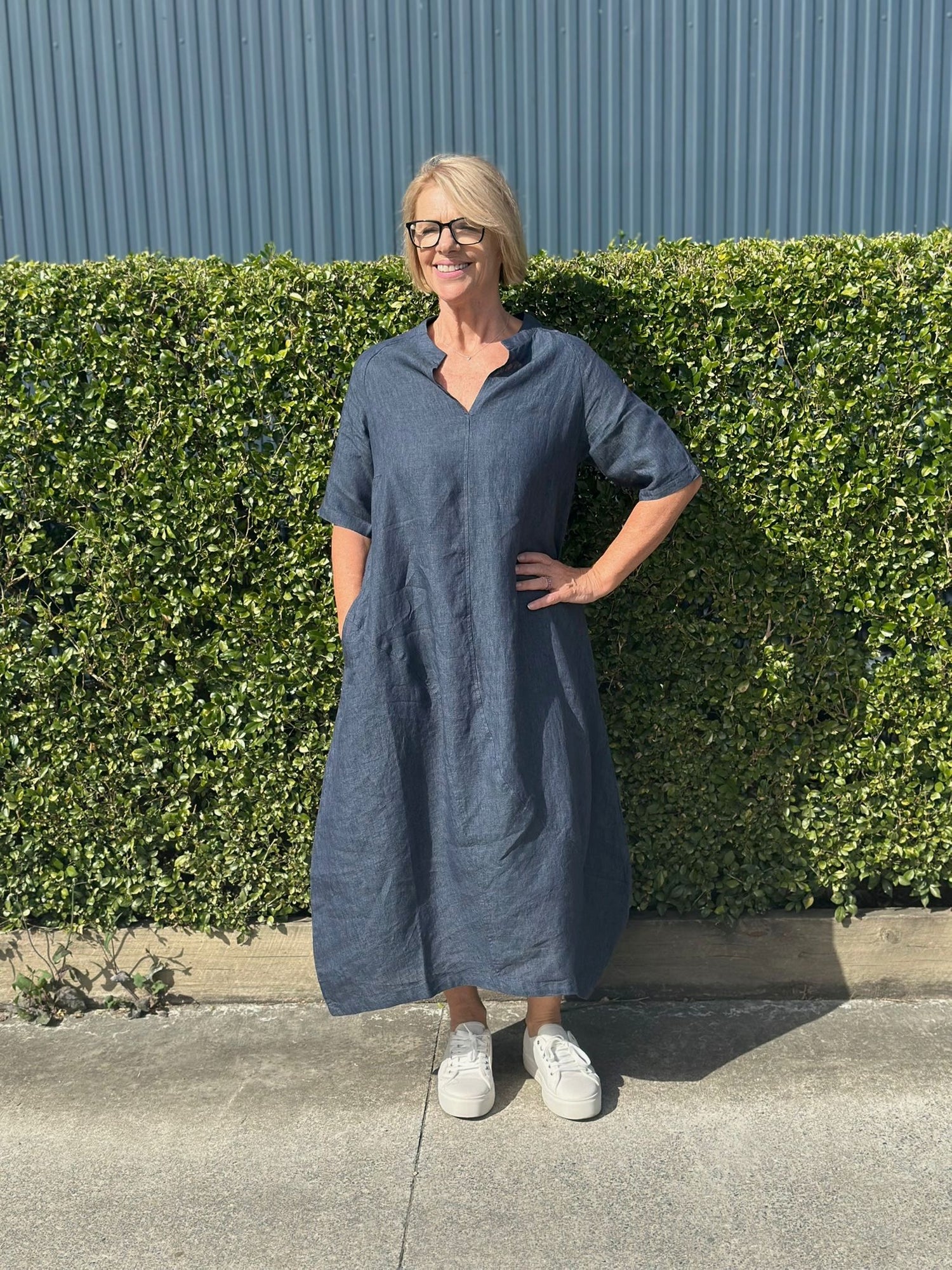 Navy Linen Dress by Naturals. Poseidon Dress