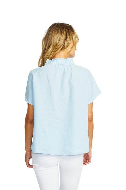 Nora Linen Ruffle Blouse - Nordic