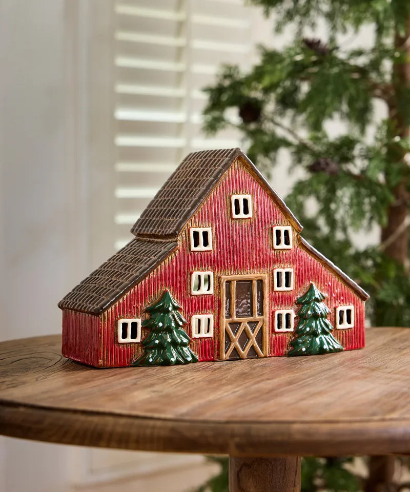 Red Nordgard Christmas Barn inspired by Scandinavian architecture 