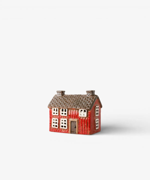 Nordgard red ceramic cottage for Christmas village display 