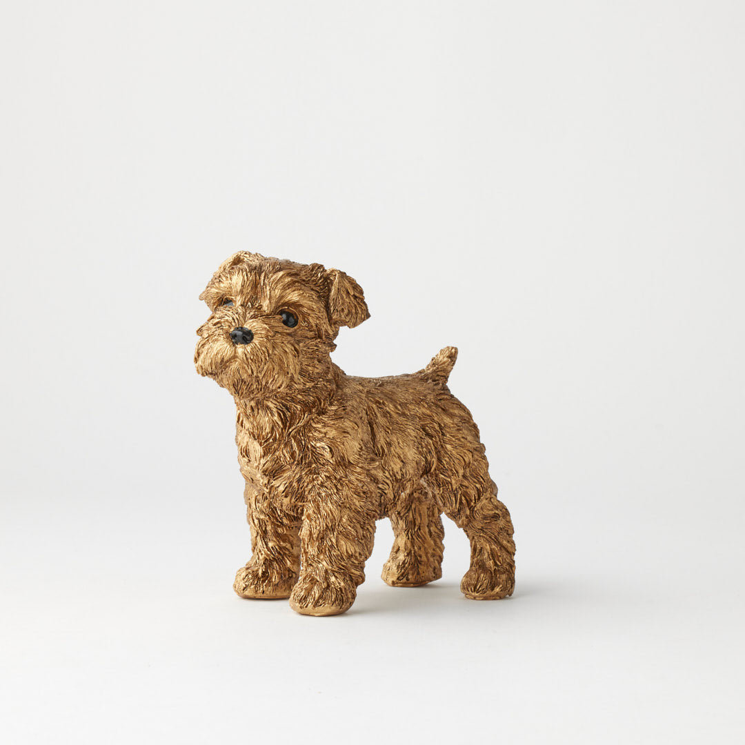 Oodle poodle dog sculpture in antique gold