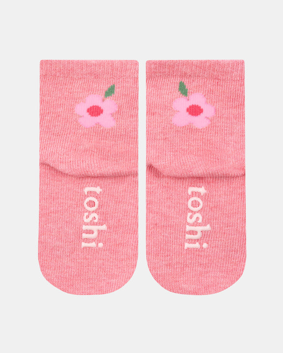Rosie Posie baby socks with skid-resistant sole grip