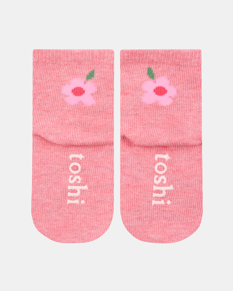 Rosie Posie baby socks with skid-resistant sole grip