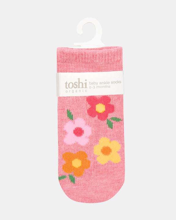 Toshi Organic Baby Socks Rosie Posie with floral jacquard design