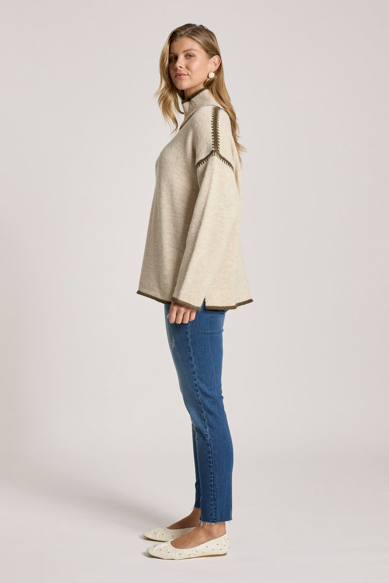 Side view of women's knit jumper