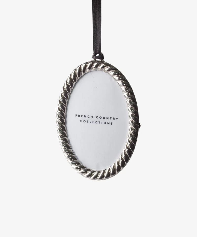 Oval Rope silver hanging photo frame Christmas ornament 