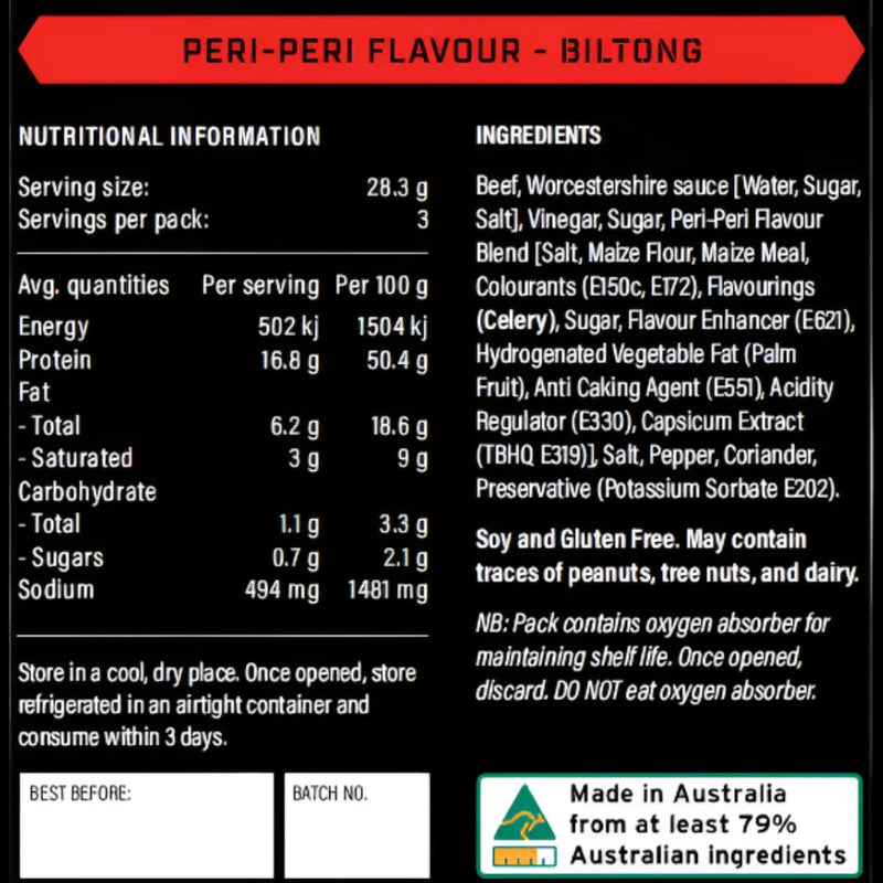 Peri-Peri Beef Biltong 85g