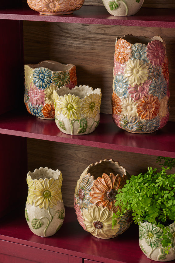 Petal Society Yellow Planter Pot with floral-inspired rim