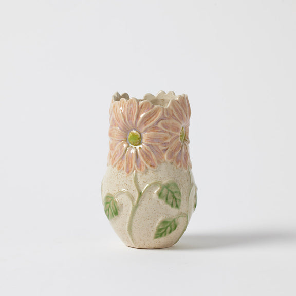 Petal Society Vase in Pink with sculpted floral detailing