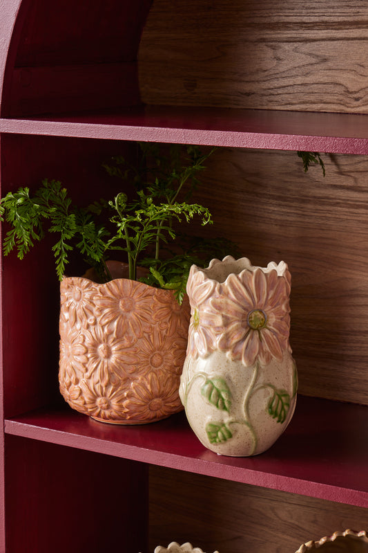 Pink and cream stoneware Petal Society flower vase