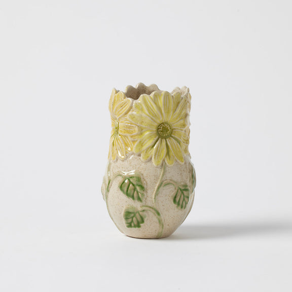 Petal Society Vase in Yellow with sculpted floral detailing