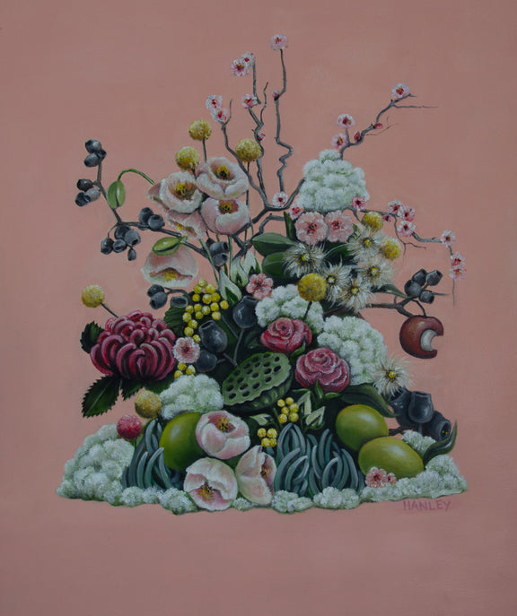 Ninni Red Flags floral art card pink background