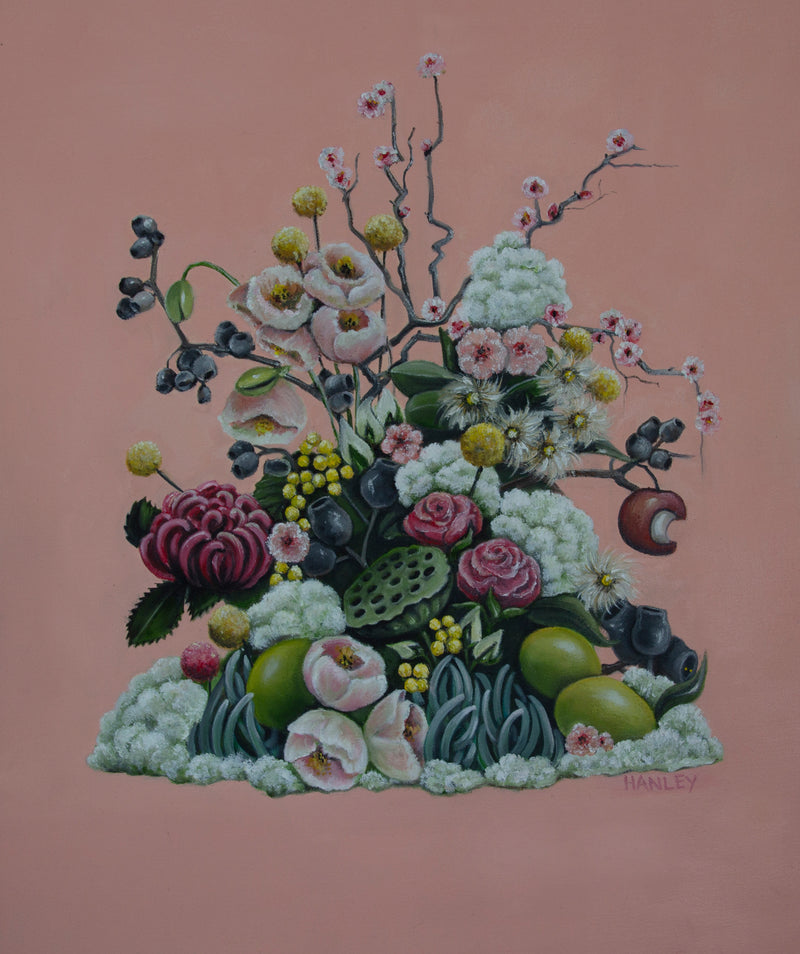 Ninni Red Flags floral art card pink background