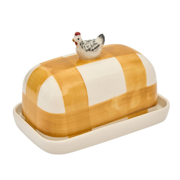 Robert Gordon Chook Butter Up butter dish with hand-painted detailing