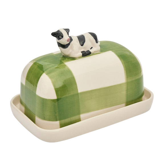 Robert Gordon Cow Butter Up butter dish with hand-painted detailing