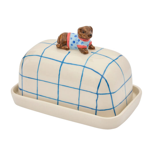 Robert Gordon Dachshund Butter Up butter dish with hand-painted detailing