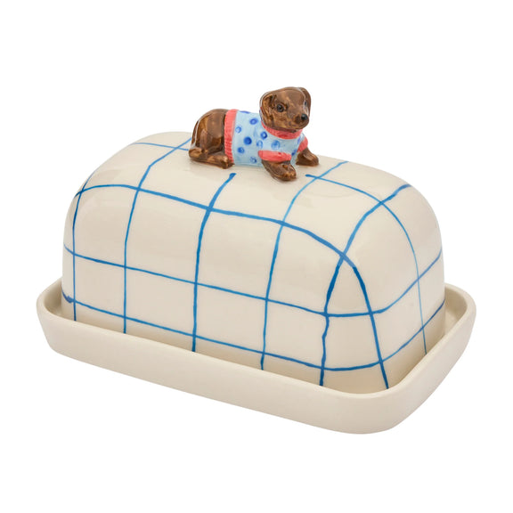 Robert Gordon Dachshund Butter Up butter dish with hand-painted detailing