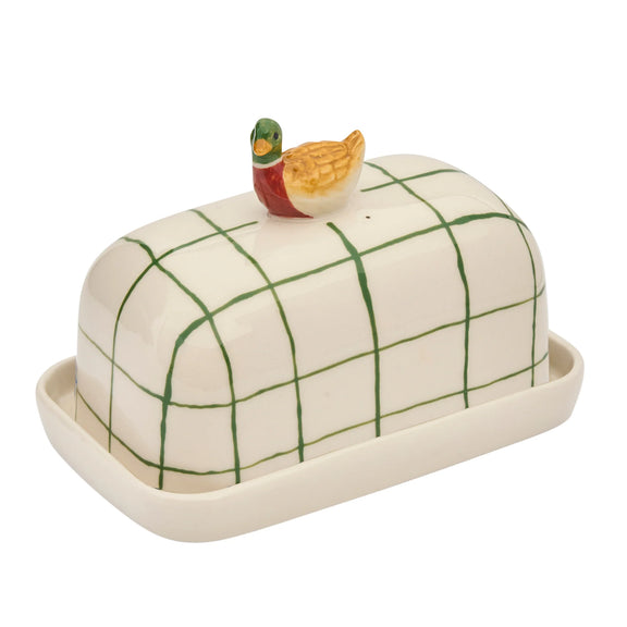 Robert Gordon Duck Butter Up butter dish with hand-painted detailing