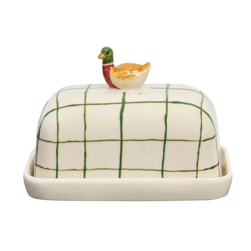 Robert Gordon porcelain butter dish with decorative duck on lid