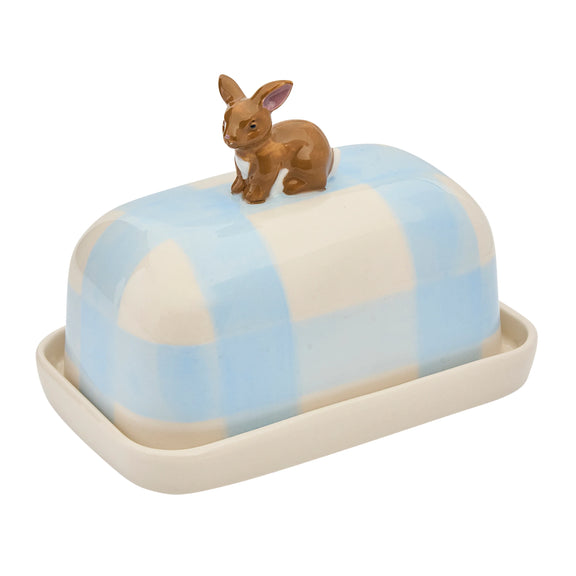 Robert Gordon porcelain butter dish with decorative rabbit on lid