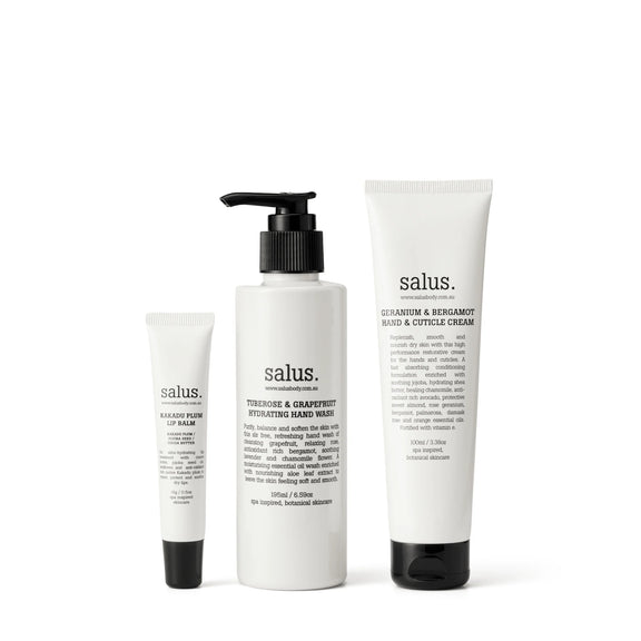 Australian made Salus three piece hand and lip care set