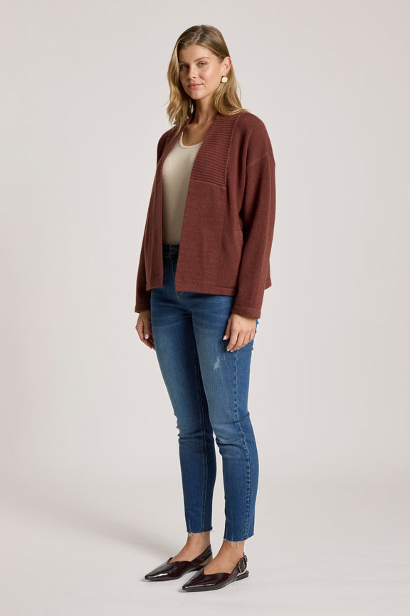women's mahogany cardigan