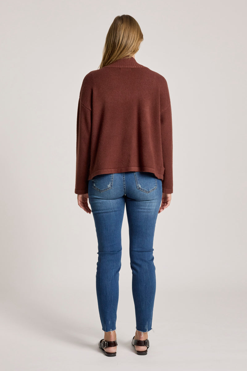 view from behind of Samira cardigan