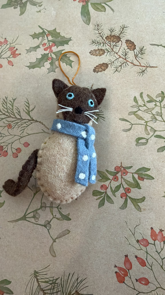 Siamese cat handmade felt Christmas decoration