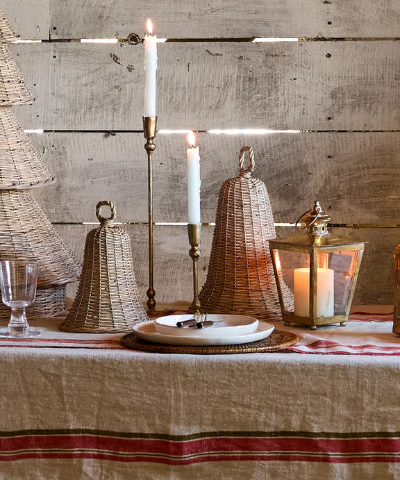 Natural wicker decorative Christmas bell measuring 26cm high 