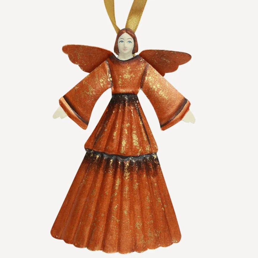 Sylvie Angel hanging Christmas ornament in burnt gold