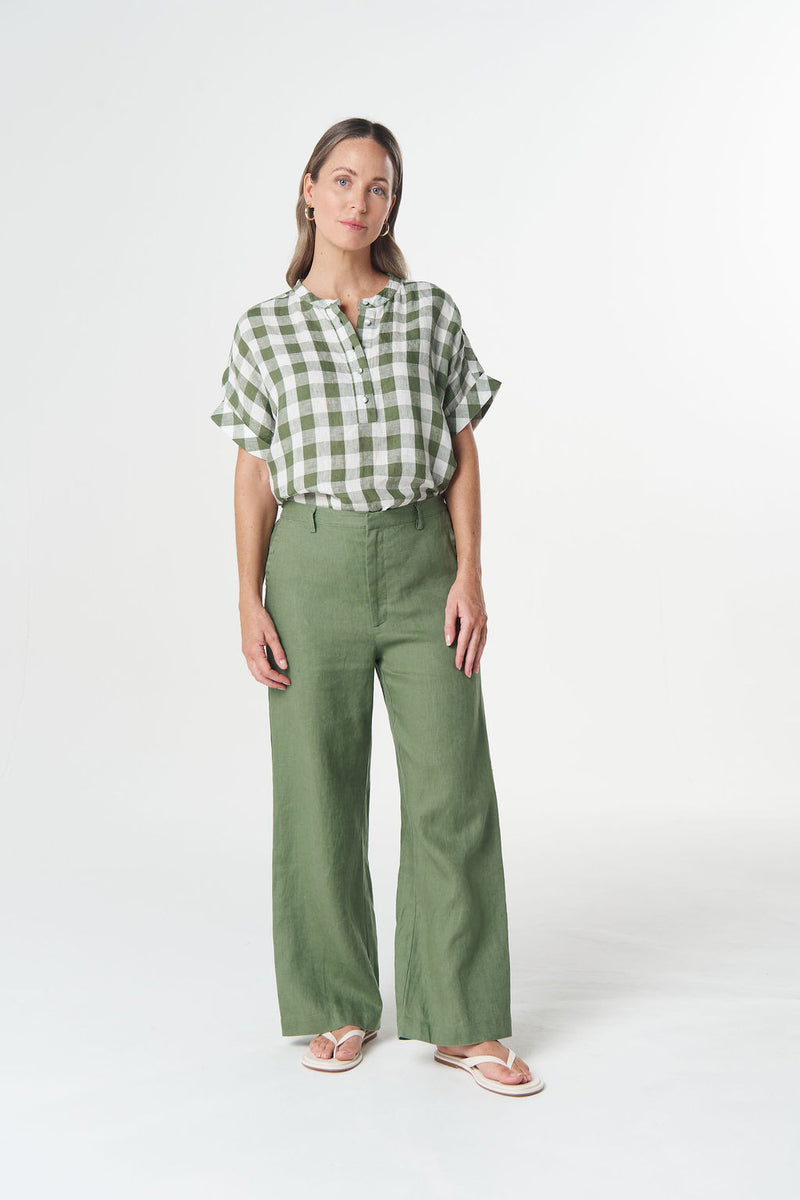 Tailored Straight Leg Pant in Cedar Green from Goondiwindi Cotton Foundations