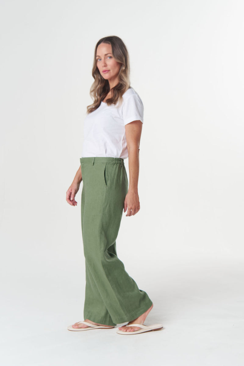 Cedar Green women's straight leg pants in 100% linen