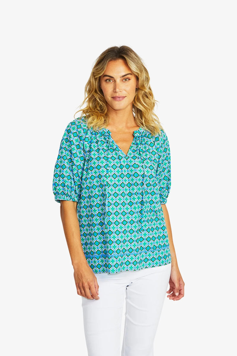 Sorrento Poplin Top - Sorrento Print