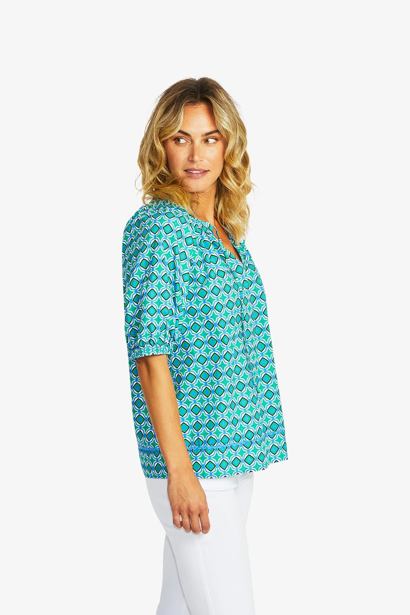 Sorrento Poplin Top - Sorrento Print