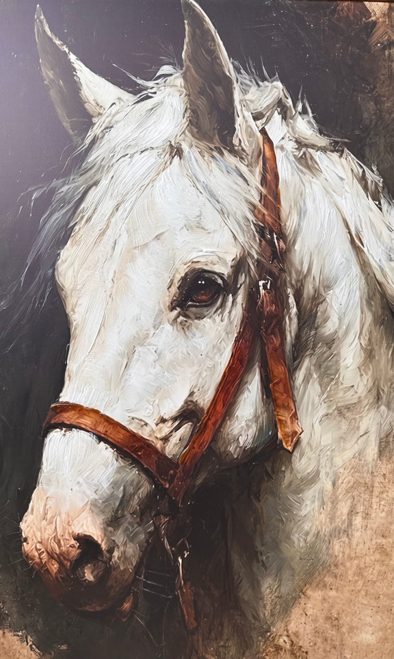 Neutral horse canvas print for country or contemporary interiors
